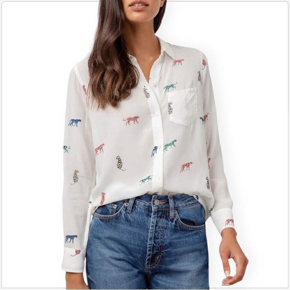 Rails Kathryn Multi Wild Cats Button Front Shirt Animal Print size Small
V24